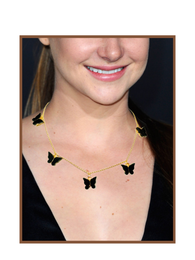 Multipendant Black Butterfly Necklace Jewelry