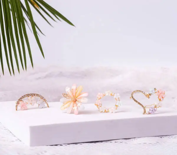 pastel flower hair clips set