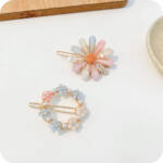 pastel flower hair clips set