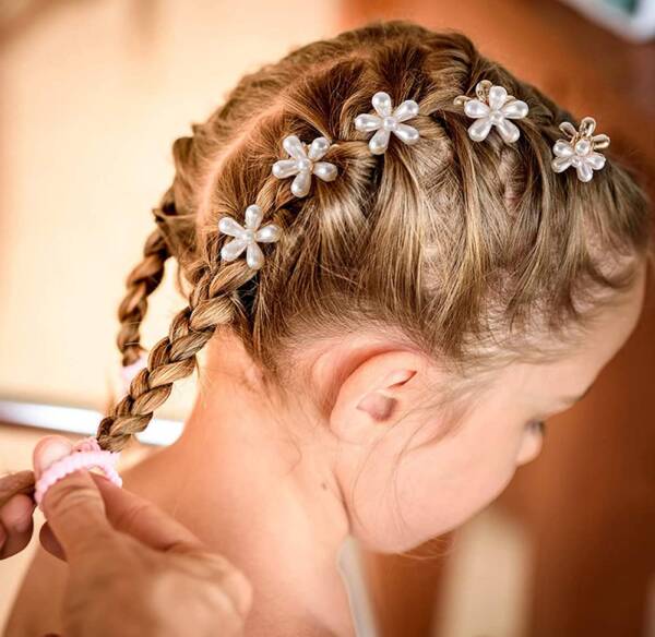 Pearl Flower Hair Clips