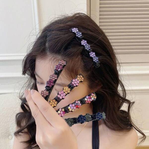 Crystal flower hair clip set