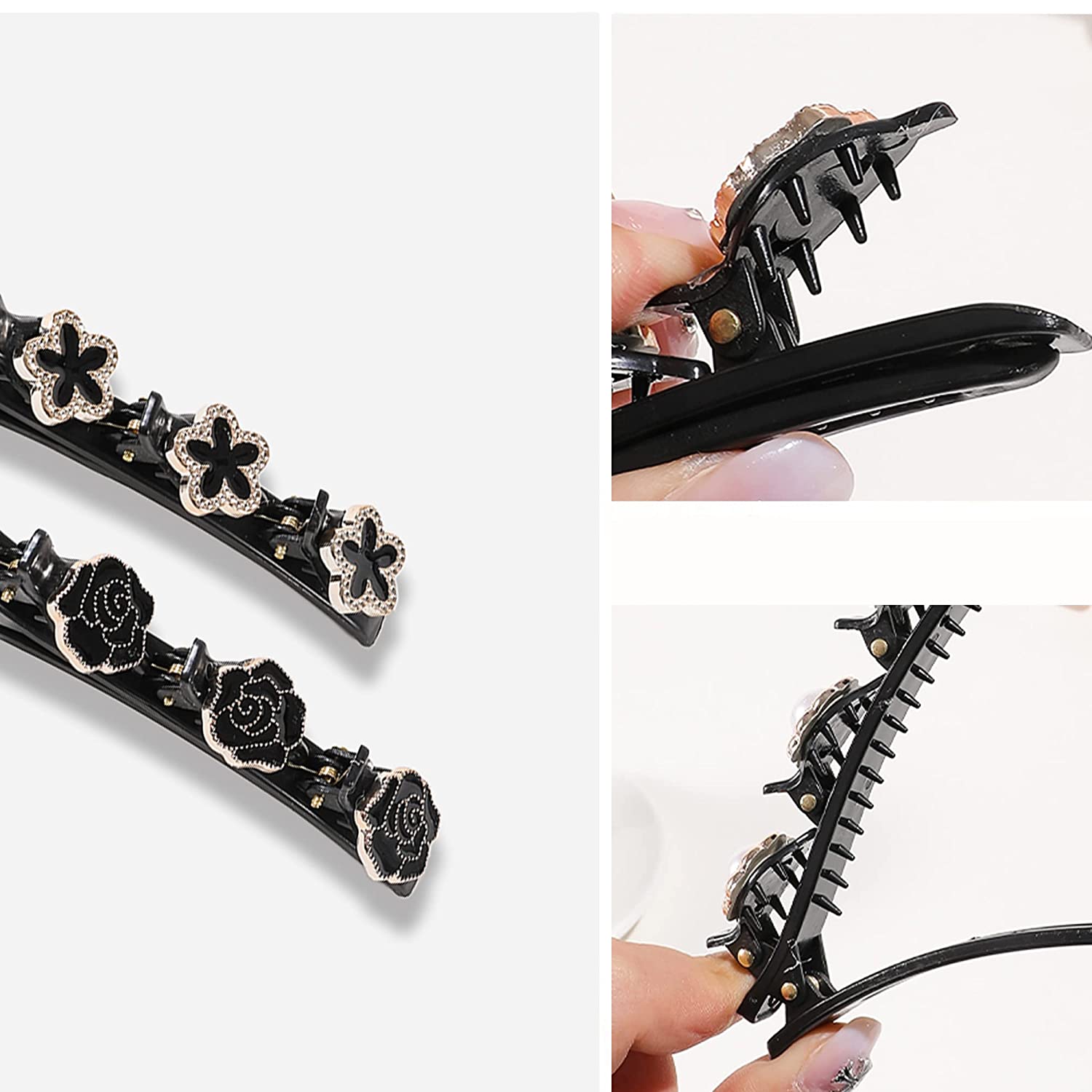 Black Floral Hair Clips Black Floral Hair Clips