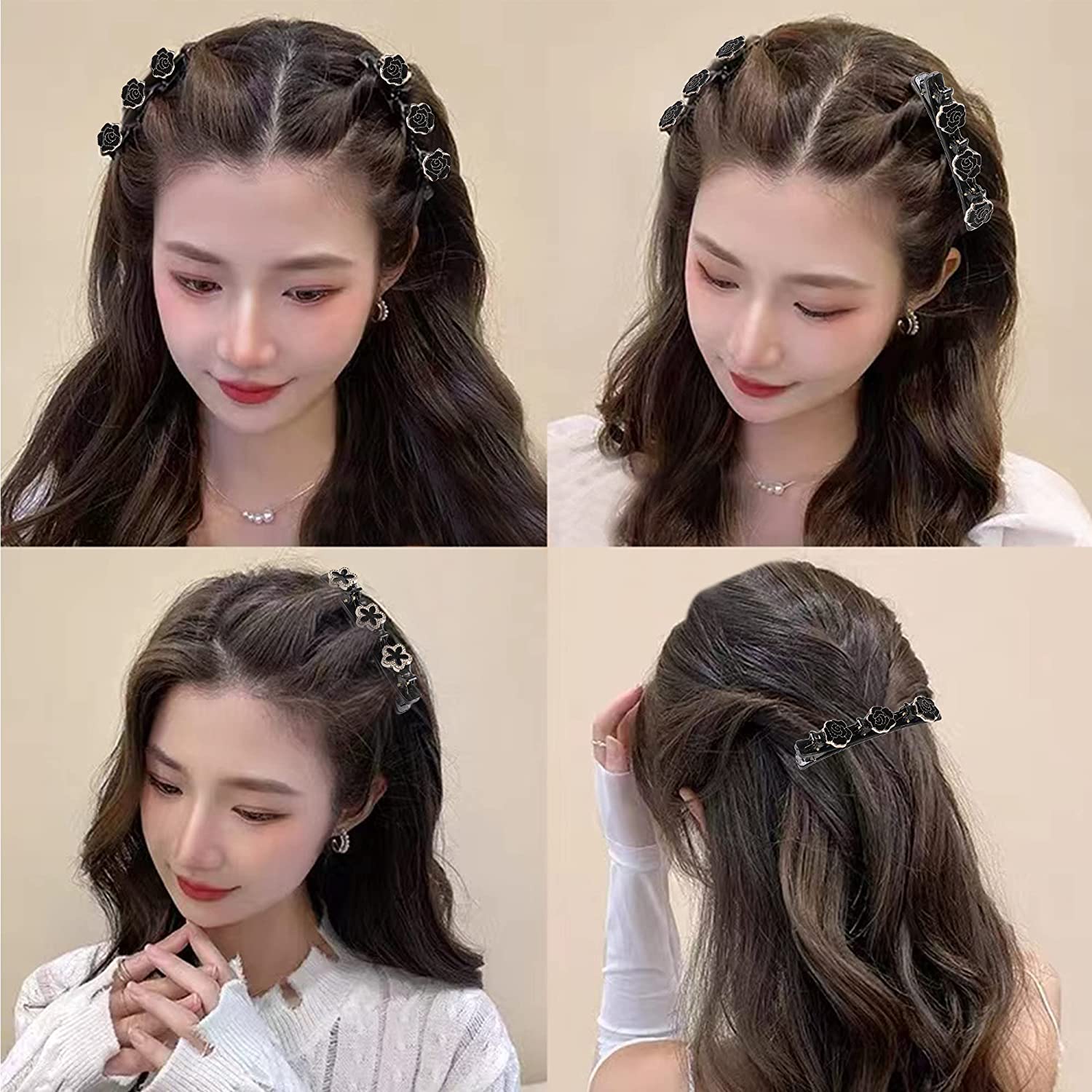 Black Floral Hair Clips Black Floral Hair Clips