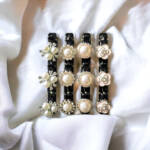 White pearl hair clip set