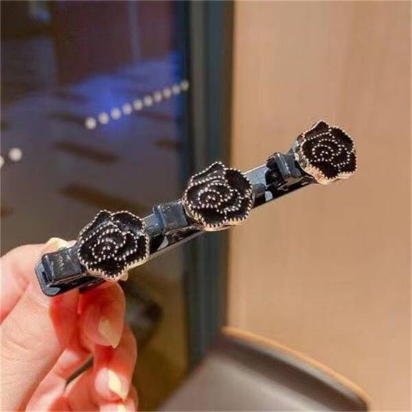 Black Floral Hair Clips