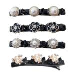 Pearl hair clip set with unique designs