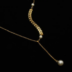 Gold Y Necklace with Pearl